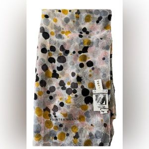Printed Village Scarf Polka Dot Designed by Blue Lela 36”x72” NWT